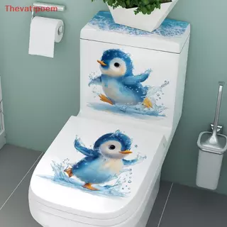 [Thevatipoem] Swimming Little Penguin Toilet Stier, Self-กาวกันน้ํา,รูปลอกตกแต่งห้องน้ํา,ผ้าคลุมเบาะห้องน้ําStier HOT