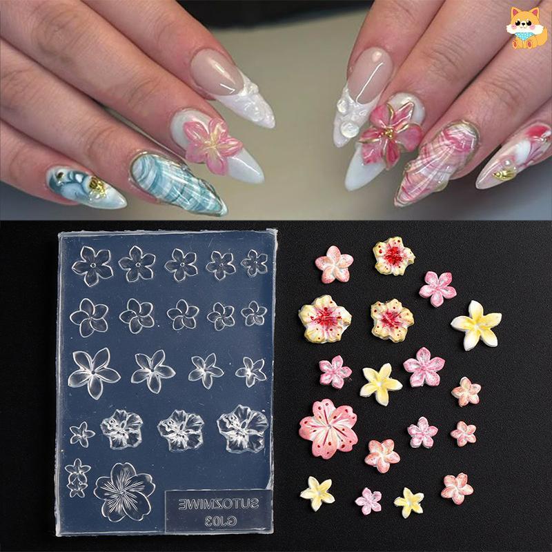 [VI] Handmade Diy Frangipani ซิลิโคนเล็บแม่พิมพ์สําหรับเล็บแฟชั่นดอกไม้ออกแบบเล็บ Mould เทมเพลตโปร่งใสสูง TH