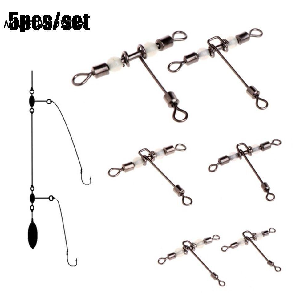 NNNEDYEMX 5 ชิ้น/ล็อต 3 ทาง connector cross line Trident Wivels แบริ่งทองเหลือง Barrel rolling หมุนมุก
