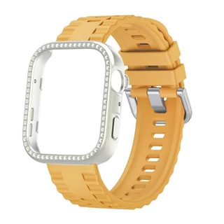 2in1 เพชรกรณี + สายซิลิโคนสําหรับ Huawei Fit 5 Fit5 Pro สร้อยข้อมือนุ่มสําหรับ Huawei Fit 4/4 Pro หน้าจอฝาครอบป้องกันอุปกรณ์เสริม