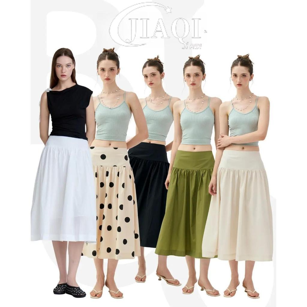 JIAQI 2062 White Whisper Skirt - กระโปรงเอวสูง S-3XL
