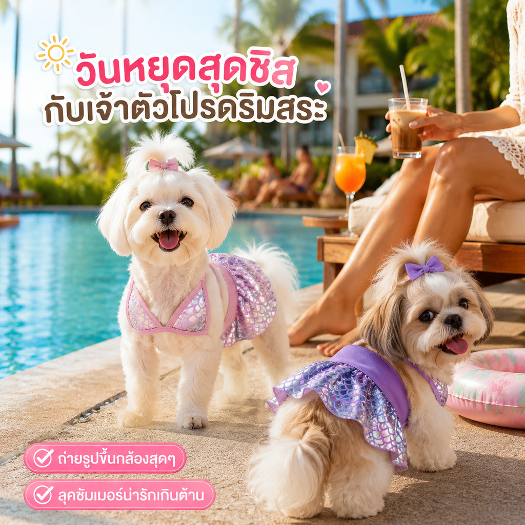 สุนัขแมวสัตว์เลี้ยงบิกินี่ชุดว่ายน้ําซัมเมอร์บีชชุดสําหรับสุนัขขนาดเล็ก เท็ดดี้