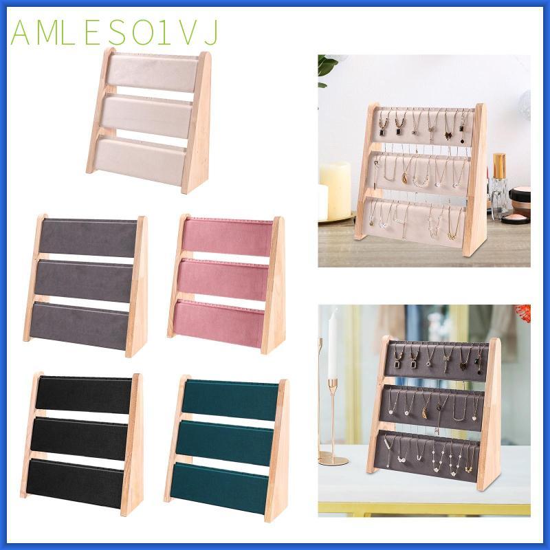 [amleso1vj] สร้อยคอผู้ถือแสดงไม้น้ําหนักเบาโซ่จี้สําหรับชั้นวาง Dresser เคาน์เตอร์สร้อยคอตู้โชว์ร้าน