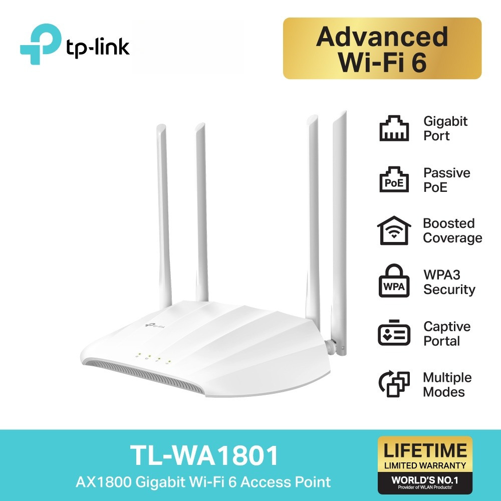 TP-Link TL-WA1801 [ใหม่! ตัวขยายสัญญาณไวไฟ 6] AX1800 Gigabit Wi-Fi 6 Access Point เสา 4 เสา พร้อม Be