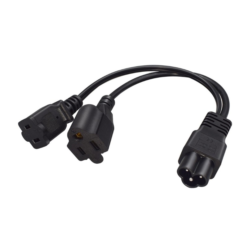 QJ สายไฟสั้น IEC320 C6 ถึง NEMA 1 15R และ 5 15R 1ft
