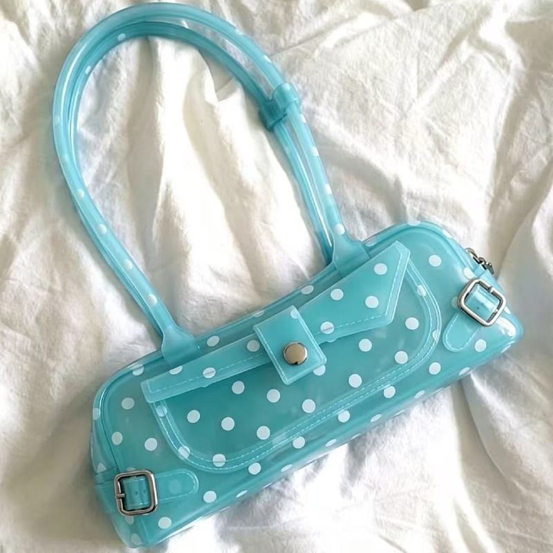 2026 ใหม่สไตล์ Polka Dot Jelly กระเป๋ามูลค่าสูงสี Candy ไหล่ข้างเดียวความจุขนาดใหญ่แฟชั่น All-match Classic Commuter หญิงกระเป๋า