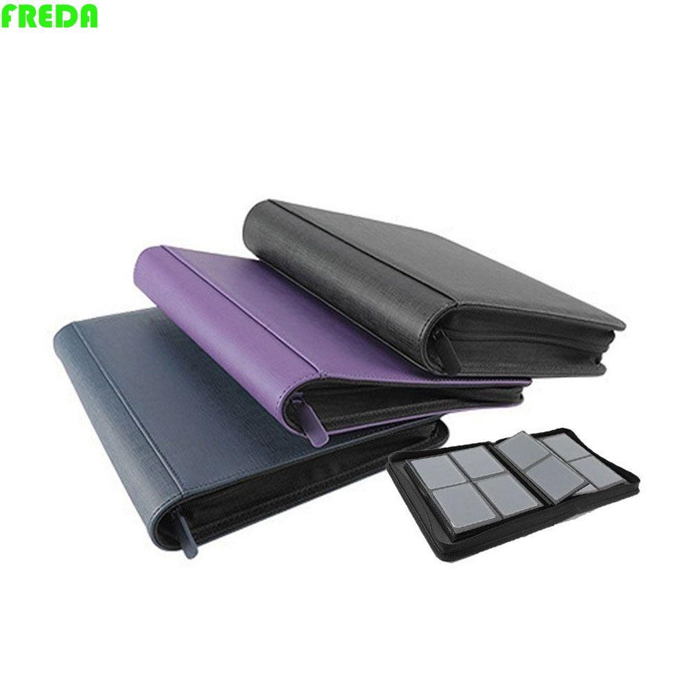 FREDA Toploader Binder, PU 4 Pocket Toploader Album, Card Storage Case กระเป๋าสองด้าน 112 Toploaders การ์ดกันน้ําคอลเลกชันอัลบั้มสําหรับการ์ดการซื้อขาย
