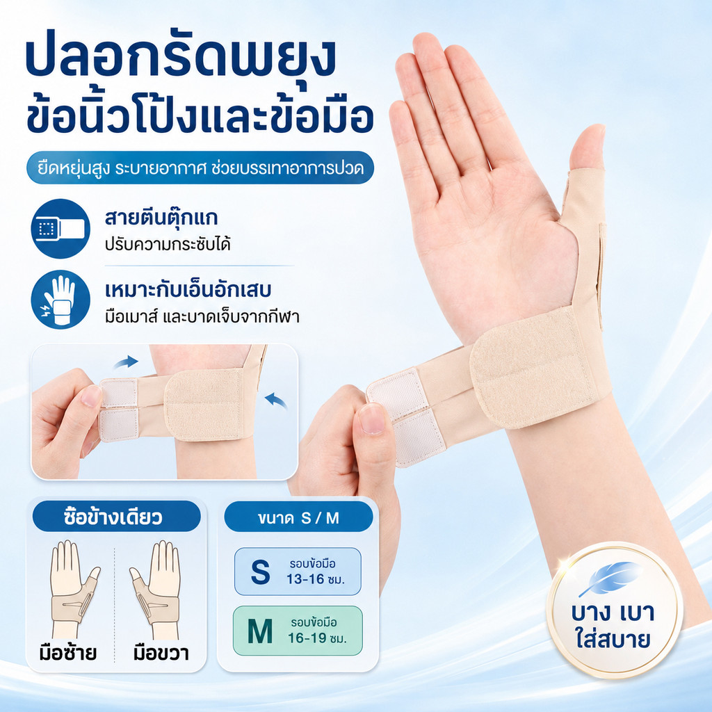 ที่รัดข้อมือและนิ้วหัวแม่มือ บีบอัด บรรเทาอาการปวด สำหรับโรคข้ออักเสบ สนับสนุนข้อมือและกีฬา Carpal Tunnel
