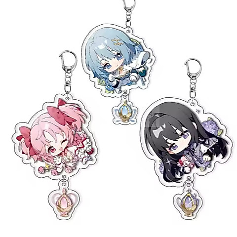 พวงกุญแจ Madoka Magica Q-Version พร้อม Madoka ภาพ Homura ไมค์อะครีลิค ห้อยกระเป๋าเป้สะพายหลัง กุญแจ อุปกรณ์เสริมคอสเพลย์