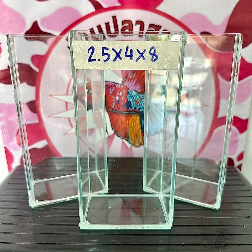 โหลปลากัด ขนาด2.5x4x8นิ้ว ( 1ชุด3ใบ ) หนา3มิล กาวใส