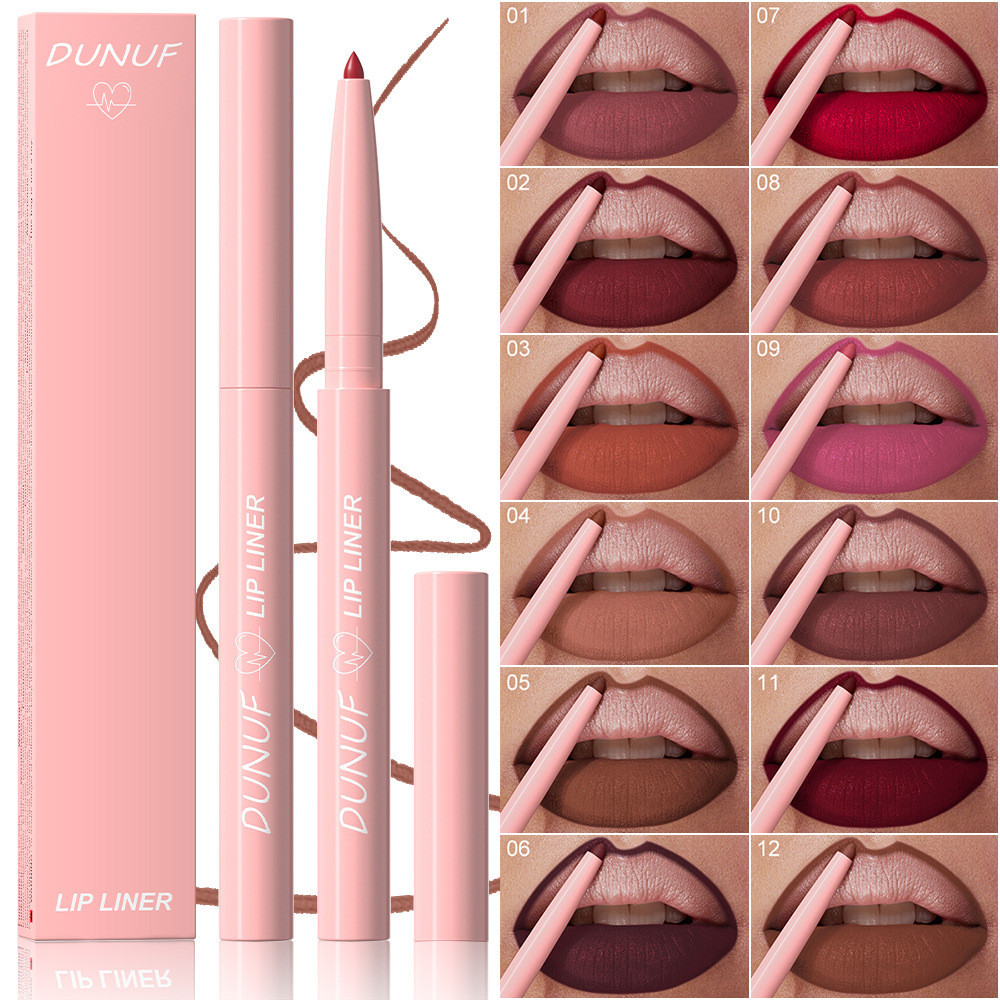 พร้อมส่ง ปากกาเขียนขอบริมฝีปาก 12สี อัตโนมัติ เวลเวต แมตต์ ติดสี เขียนง่าย
