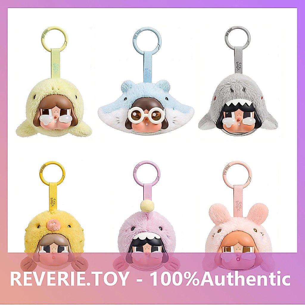 POPMART CRYBABY Tears Flow เข้าสู่ Sea Series ตุ๊กตาไวนิลจี้ Mystery Box