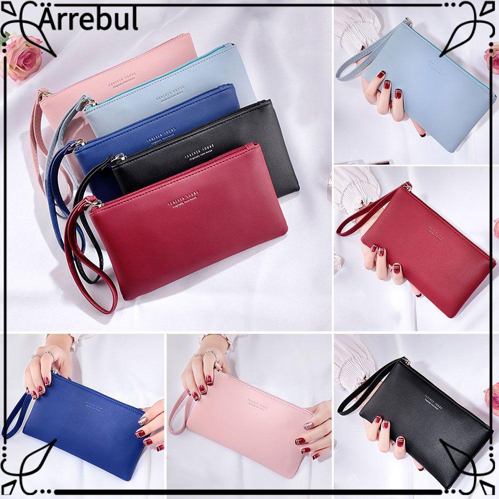 ARREBUL Wallet Wristlet PU Leather Zip Long Wallet