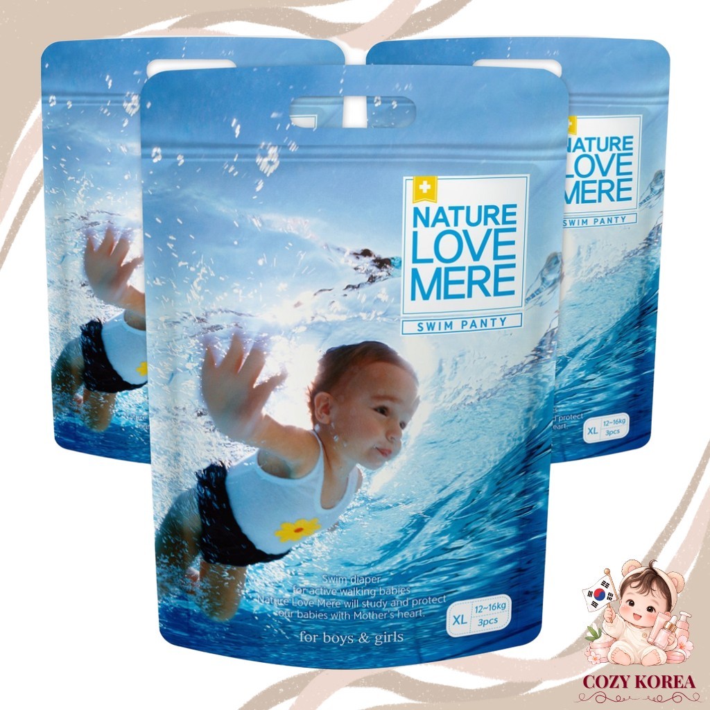 [nature love mere] Swim Panty Diapers, XL, 9 ชิ้น / กางเกงว่ายน้ําเกาหลี / สวมใส่สบาย / ของแท้ 100% 