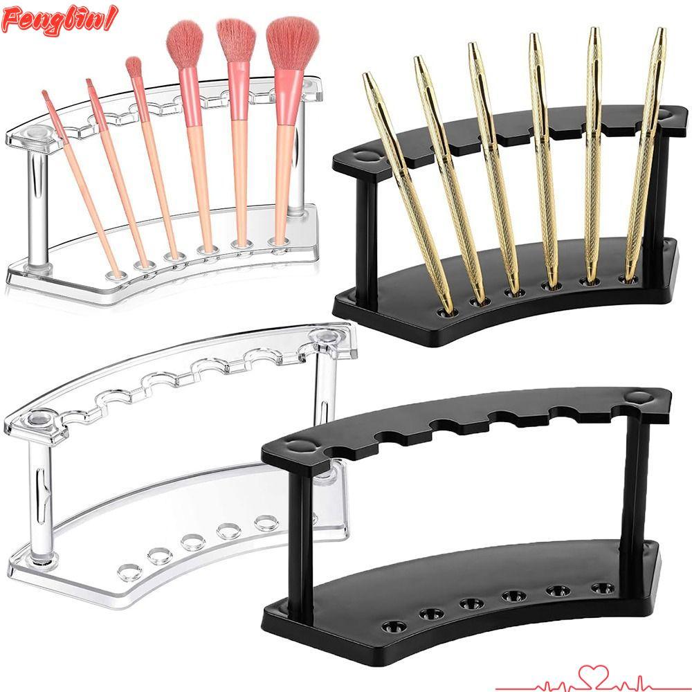 FENGLIN1FR ที่ใส่ปากกาแนวตั้ง, ที่เก็บโต๊ะพลาสติก ที่ใส่ปากกา 6 ช่อง, ทนทาน 6 ช่องแนวตั้งชั้นวางแปรงแต่งหน้าโรงเรียน