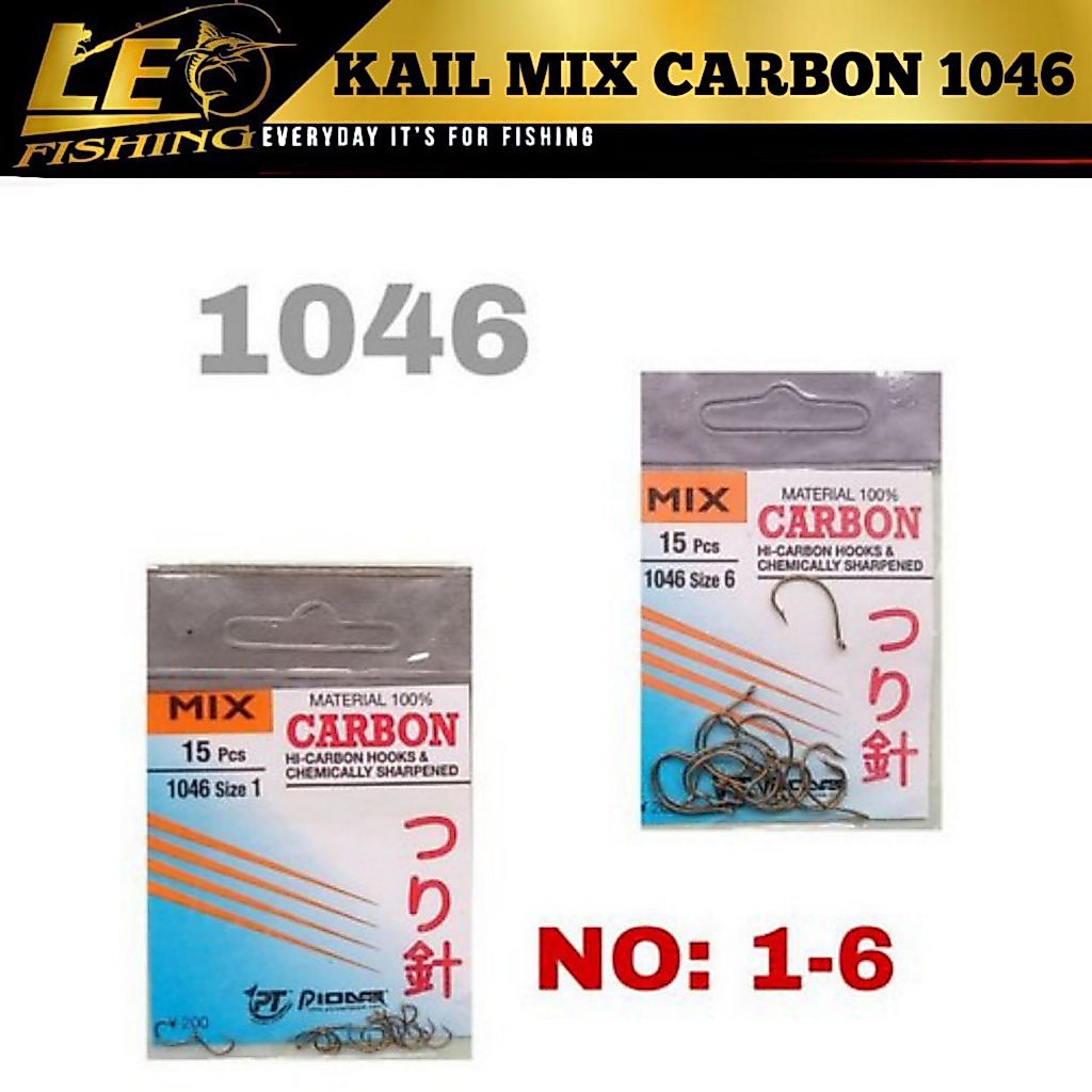 MIX CARBON FISHING HOOK 1046 SHRIMP FISHING HOOK PIONER FISHING HOOK