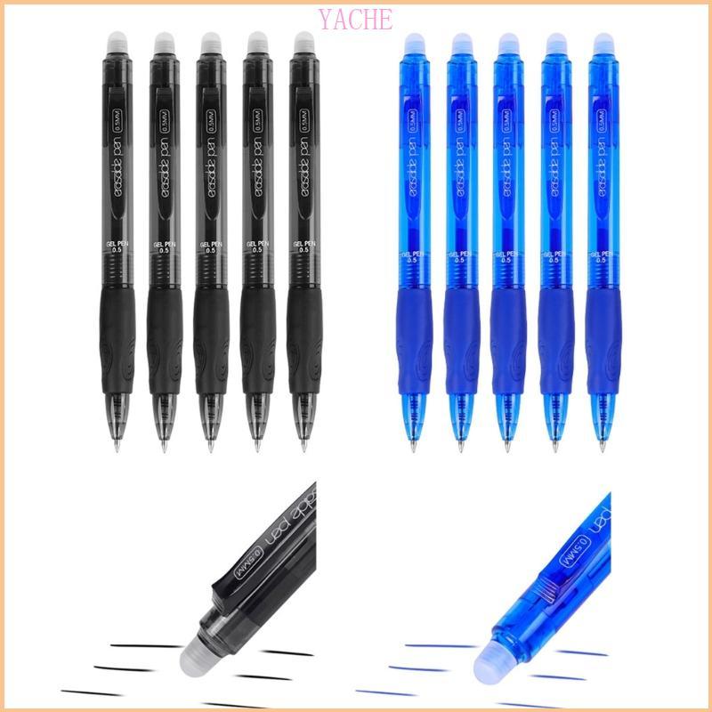 JACHE 5 ชิ้น Erasable ปากกาเจล Ergonomic Triangle Grip Retractable เจลหมึกปากกา 0 5 มม.