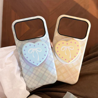 วงเล็บแม่เหล็กสไตล์เกาหลี แอปเปิล ไอโฟน17น เคสโทรศัพท์เหมาะสําหรับ 16 โบว์ลายสก๊อต 15 เคลือบ 14 กันกระแทก