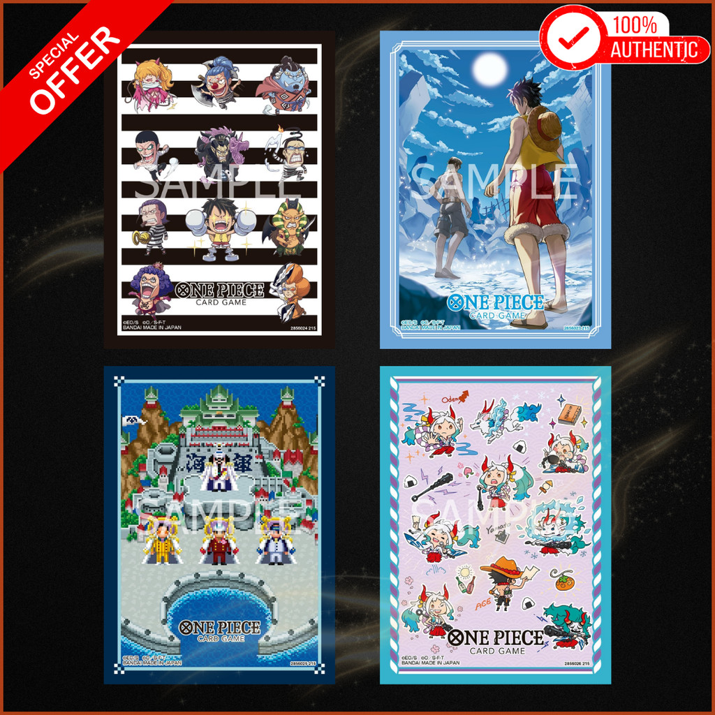 BANDAI ONE PIECE Card Game Official Card Sleeves Pack - 15 Sleeves, 4-Design Assortment (TCG) Total 280 cards