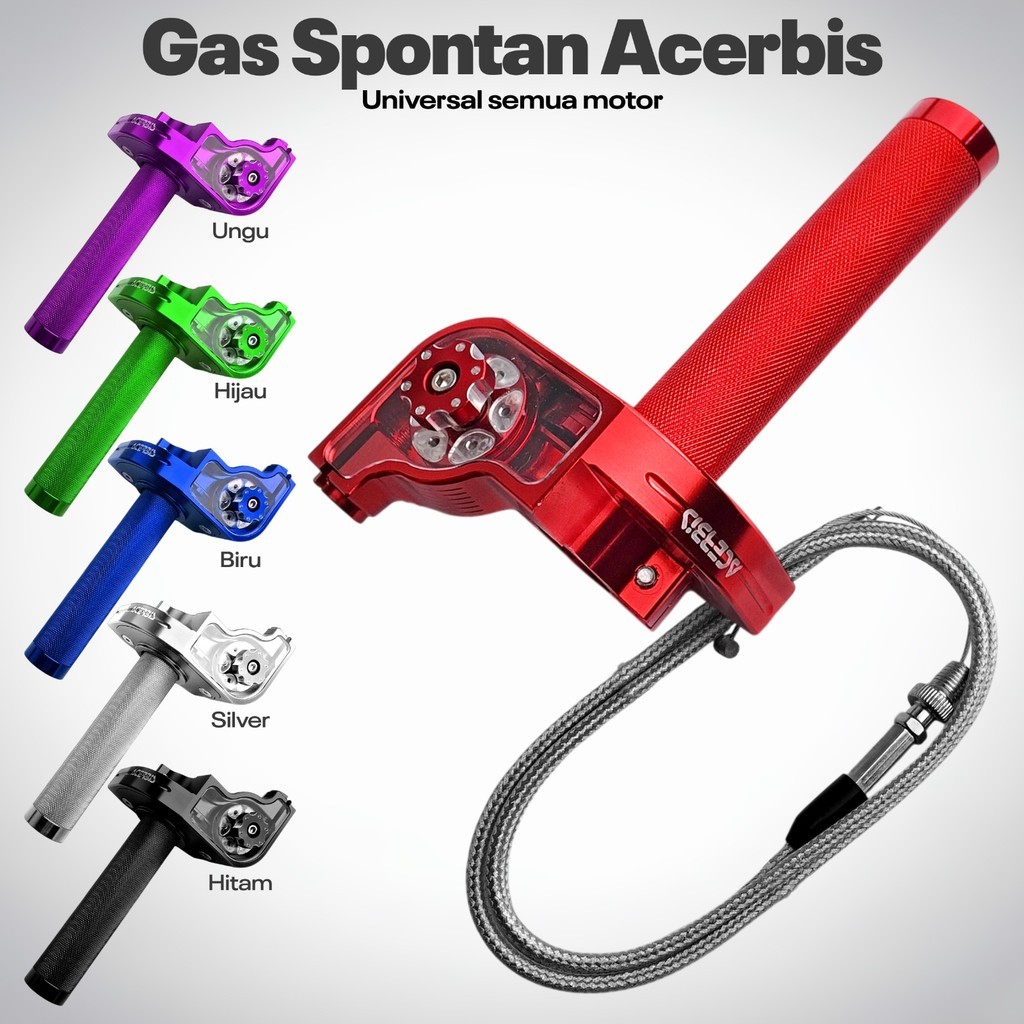 GAS KONTAN ACERBIS V2 FULL CNC ALUMINIUM พรีเมี่ยมคุณภาพ RACING HANDLE GAS CABLE 123 ซม. UNIVERSAL F