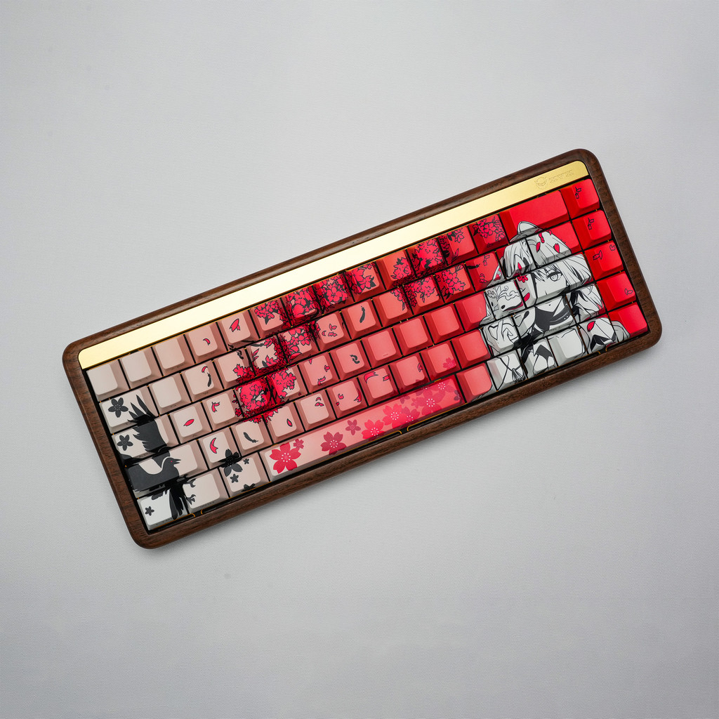 keycap คีย์แคป Sakura Raven Keycap PBT ระเหิดห้าด้านโรงงานเดิมด้านข้างแกะสลักโปร่งแสง wooting Keycap