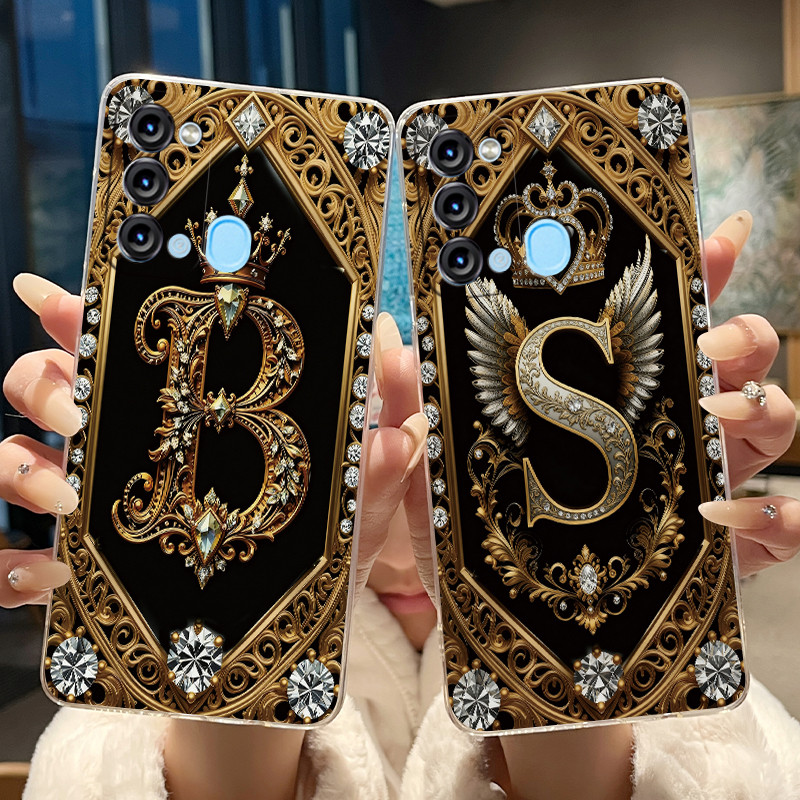 สําหรับ Itel Vision 3 S661L S17 ใหม่แฟชั่น Retro จดหมายเริ่มต้นคู่เคสโทรศัพท์โปร่งใสซิลิโคนนุ่ม TPU 