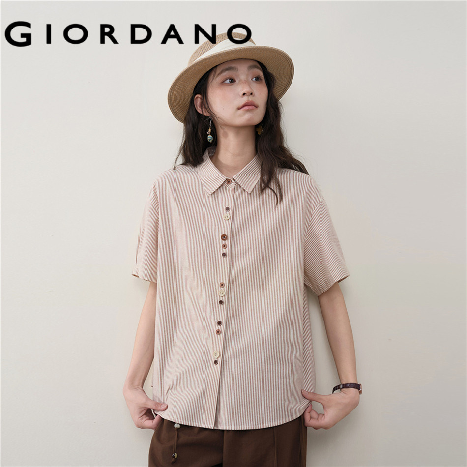 GIORDANO WOMEN Women Pure Cotton Shirt 18346712