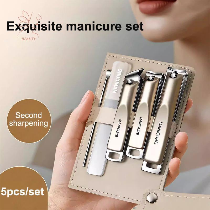 [maybeauty] ชุดเครื่องมือทําเล็บกระเป๋าหนังหมุนได้ 5 10 ชิ้นชุดกรรไกรตัดเล็บมืออาชีพสําหรับ Home Salon Grooming Essentials {TH}