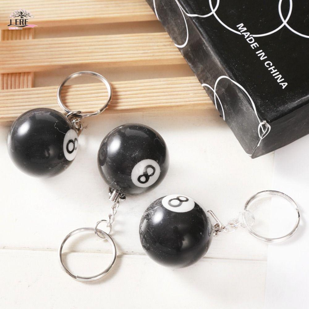 JEREMY1 Lucky Black 8 พวงกุญแจแฟชั่น 25 มม.อุปกรณ์เสริมรอบ Ball Resin Ball Creative NO.8 พวงกุญแจ