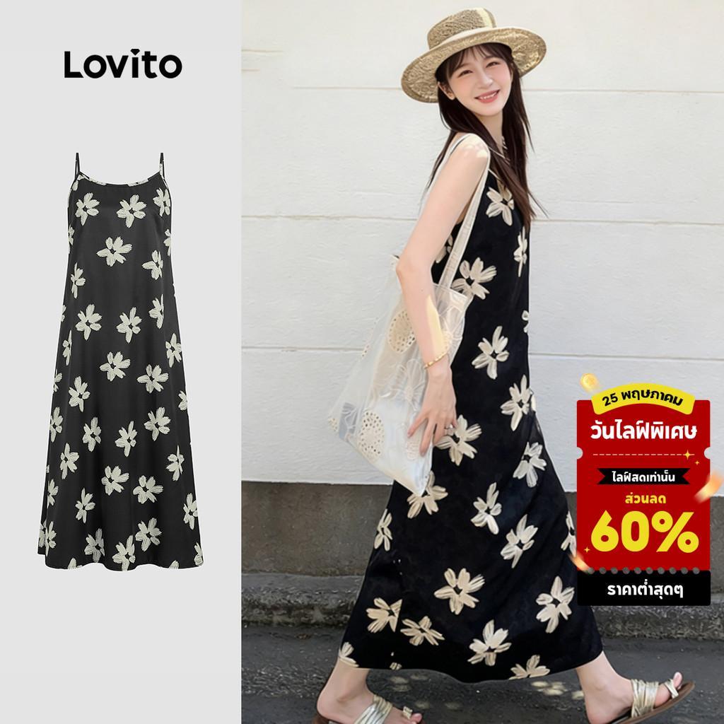 Lovito ชุดเดรสลำลองสำหรับวันสงกรานต์ ฤดูใบไม้ผลิ/ฤดูร้อน สำหรับผู้หญิง L179AD028