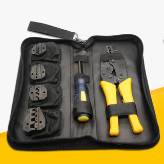 ชุดคีมย้ำหางปลา CRIMPING PLIERS KIT เปลี่ยนหัวได้5แบบ เหมาะย้ำต่อสายไฟจีบลวด