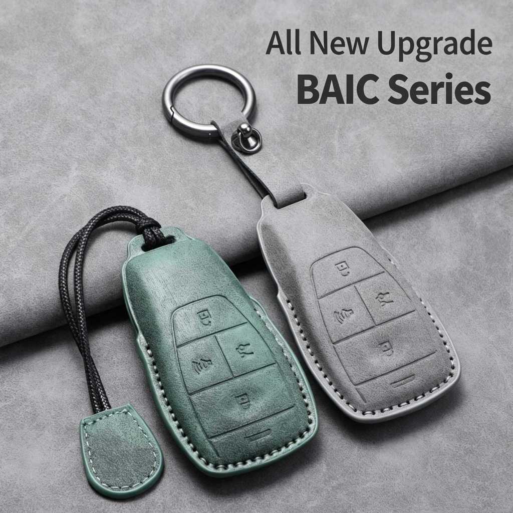 หนังนิ่มกุญแจรถสําหรับ Baic U5 Plus EU5 U7 BJ40 BJ60 BJ30 BJ80 Pro X7 X55 B30 Offroad พวงกุญแจ Fob ก