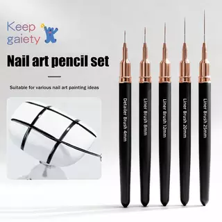 [Kpt-t] 5PCS Nail Art Liner แปรงขนาดภาพวาดเล็บออกแบบปากกา 4/8/12/20/25 มม.เครื่องมือสําหรับเส้นยาวรายละเอียดบางปากกาแต่งเล็บ [ใหม่]