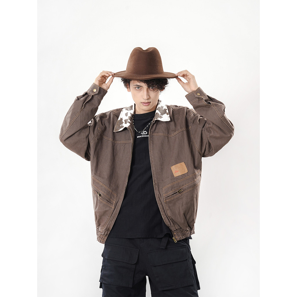 [ภาพเครือข่าย] 3J21 สีกาแฟสีแดง M--2XL P47 Little Oxford Composite Jacket
