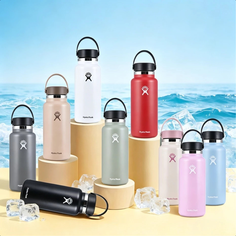 HYDRO FLASK - แก้วน้ําสูญญากาศ 20OZ 32OZ 40OZ รักษาความเย็น/ความร้อน พกพาง่าย ไม่รั่วซึม พร้อมหลอดดูด แตนเลส304