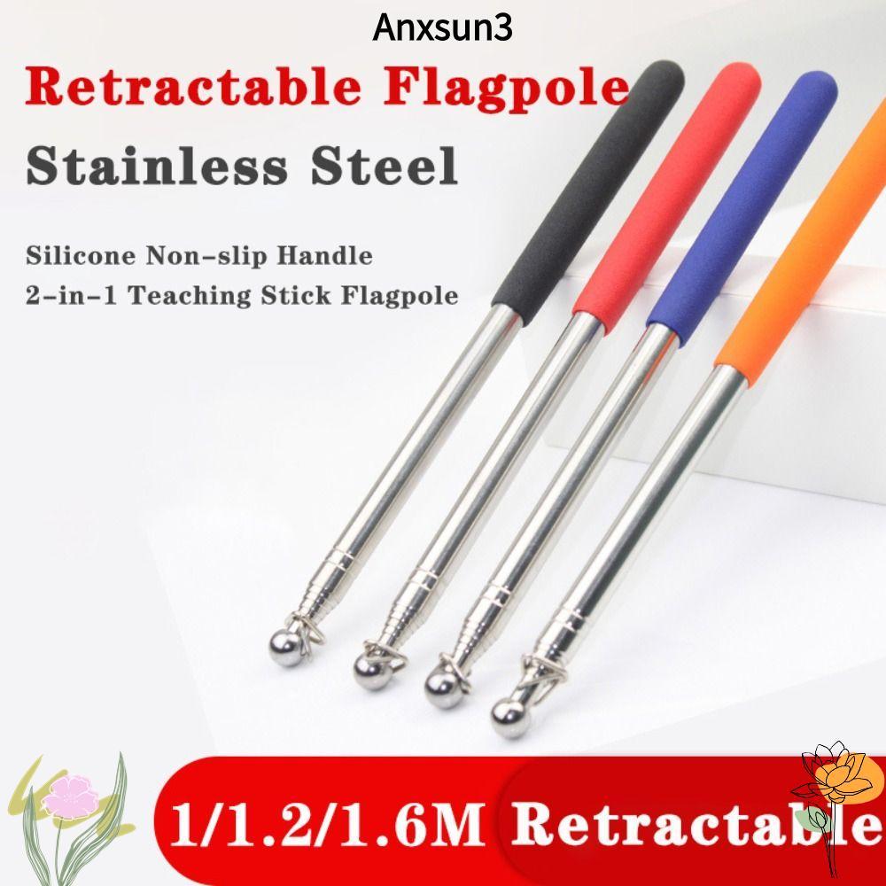 ANXSUN3 1 PC ตัวชี้การสอน, 1/1.2/1.6M 2-in-1 เสาธง, Multi-functional Retractable Flag Display Pole กลางแจ้ง