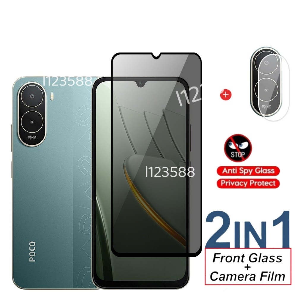 สําหรับ PocoC81 Pro 4G 2026 2 in1 Anti-spy ความเป็นส่วนตัวกระจกนิรภัยสําหรับ Poco C81 Pro 4G C81Pro Xiaomi 2026 หน้าจอความเป็นส่วนตัวเลนส์กล้องป้องกันฟิล์มด้านหน้า