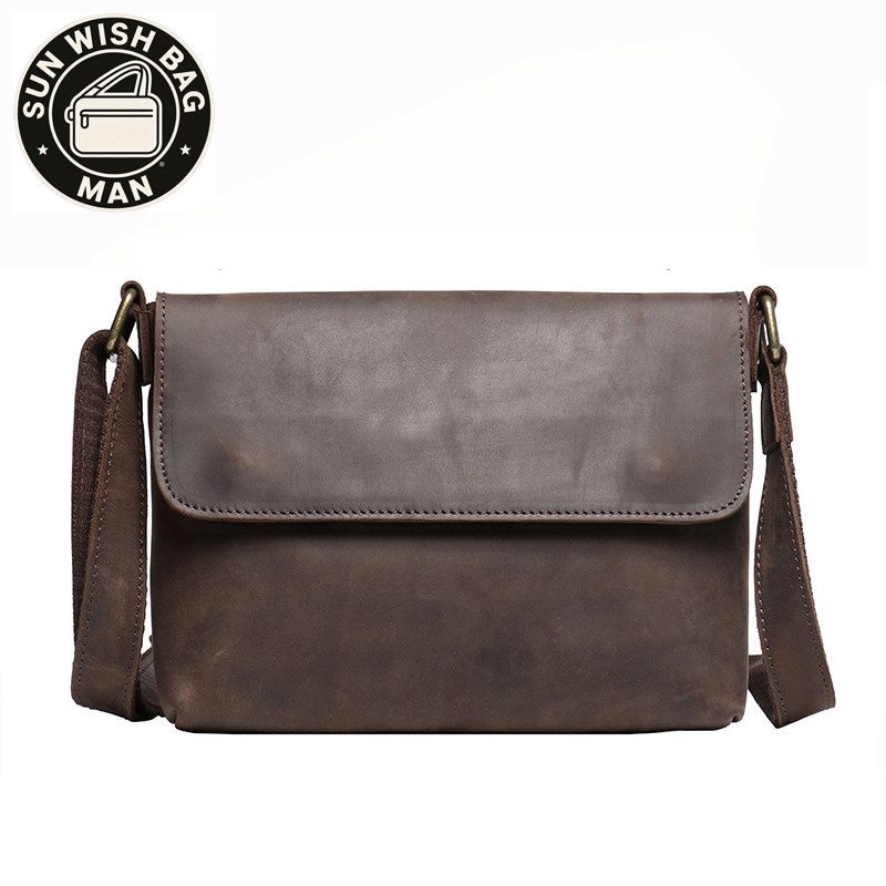SUNWISHBAG No.30173 Luxury Large Original Cow Leather Men Sling Bag กระเป๋าสะพายทนต่อการสึกหรอ