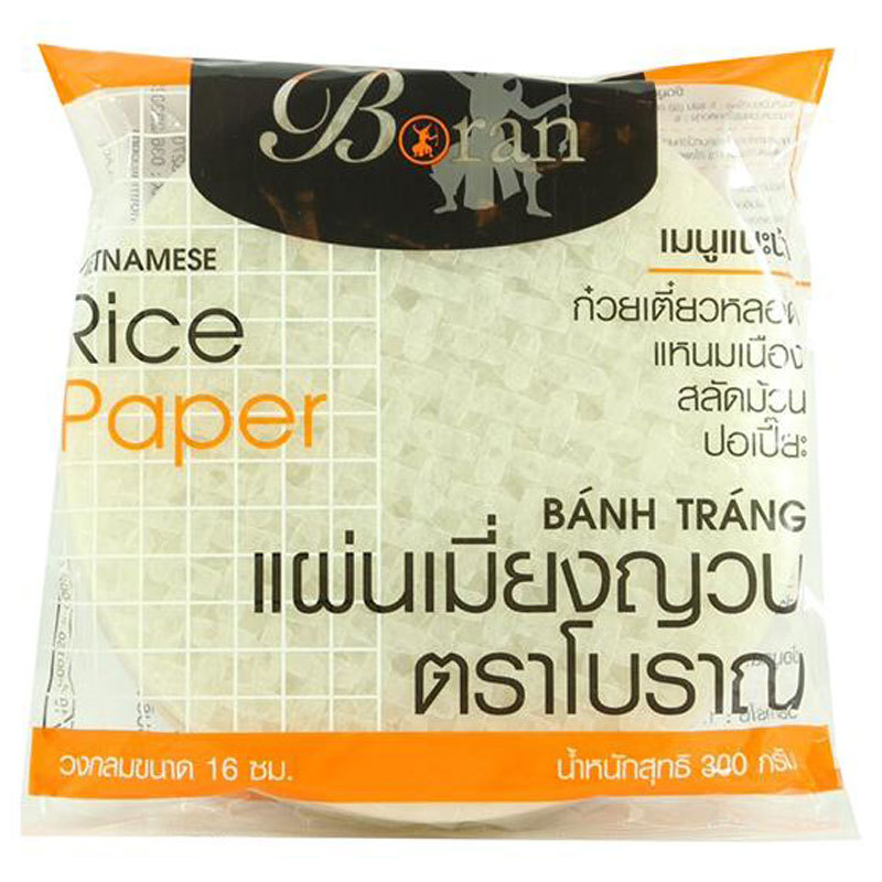 โบราณ แผ่นใบเมี่ยงเวียดนาม แบบวงกลม 16 ซม. 300 ก. (BORAN Vietnamese Rice Sheet (Cycle) 16 cm 300 g)
