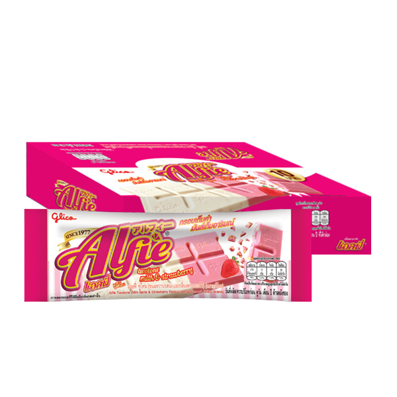 แอลฟี่ ทูโทน ขนมหวานรสนมและสตรอเบอร์รี่ 31 ก. X 10 (ALFIE TWO TONE MILK AND STRAWBERRY 31 G X 10) โปโลแมน POLOMAN