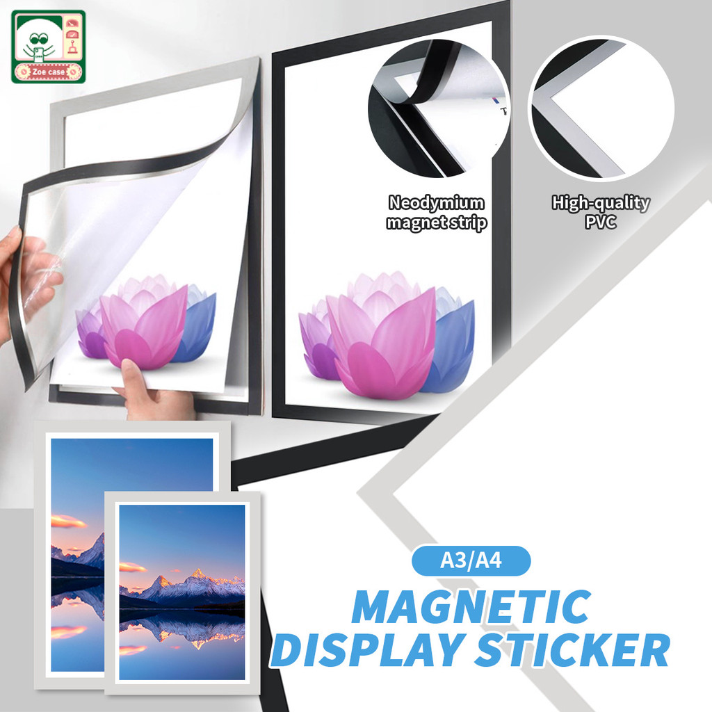 A3/A4 Magnetic Display Frame Photo Certification Framework Wall Magnetic Frame สติ๊กเกอร์ติดผนัง 吸