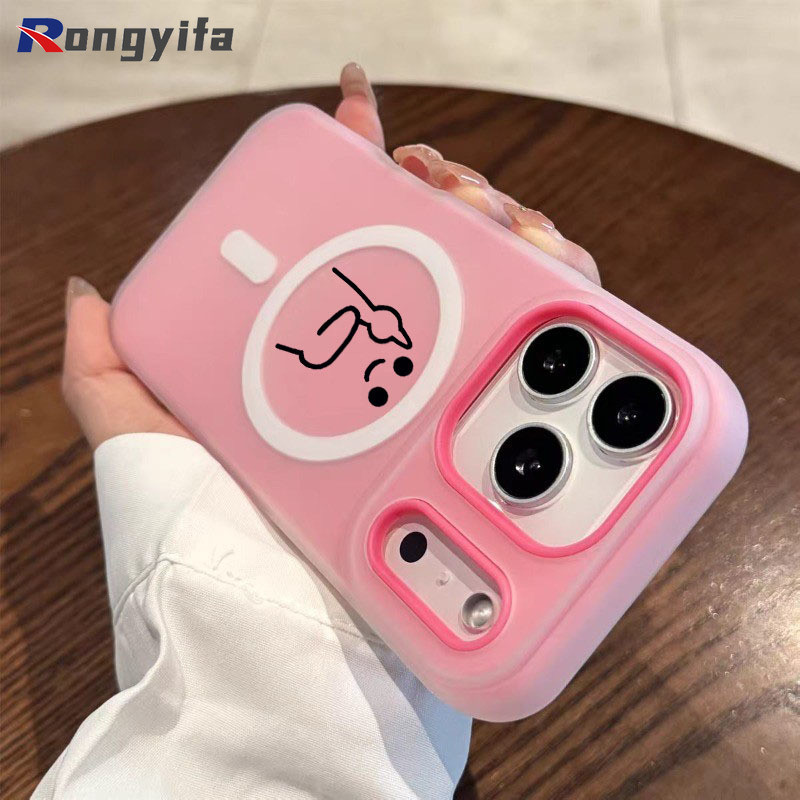 ตลก Creative Expressions สําหรับ iPhone 12 11 Pro Max X XR XS Max 8 7 Plus SE2 SE3 ฝาครอบการ์ตูนน่ารัก 2 ใน 1 เคสโทรศัพท์แม่เหล็ก