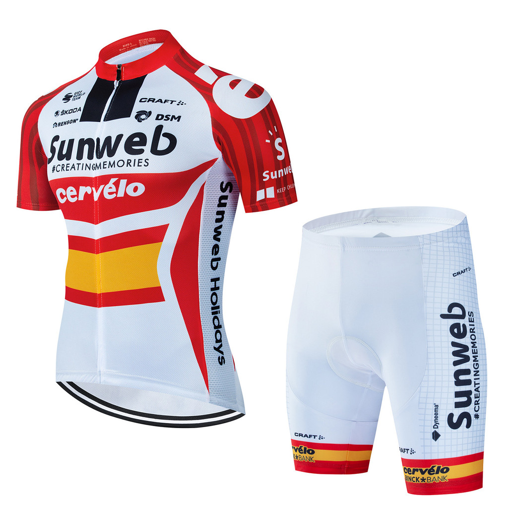 จักรยานทีมแขนสั้น Maillot Ciclismo ผู้ชายขี่จักรยาน Jersey ชุดฤดูร้อน Breathable ขี่จักรยานเสื้อผ้าชุด