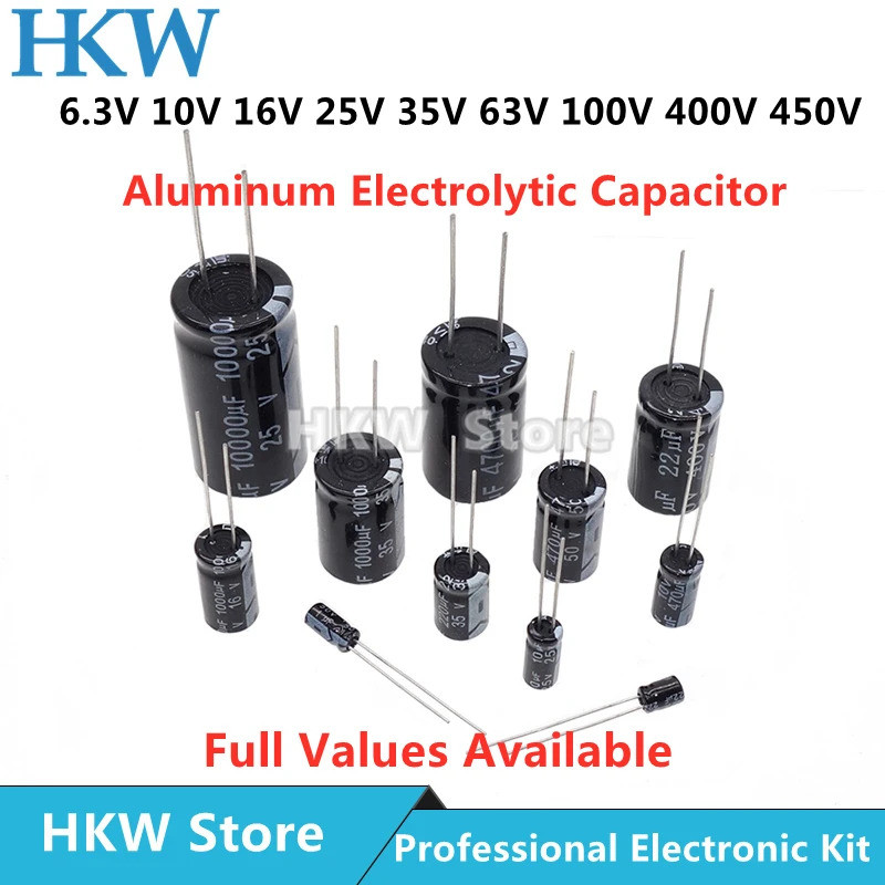 10V 16V 25V 35V 50V 63V 100V 200V 250V 400V อลูมิเนียม Electrolytic Capacitor 20% 100UF 470UF 680UF 