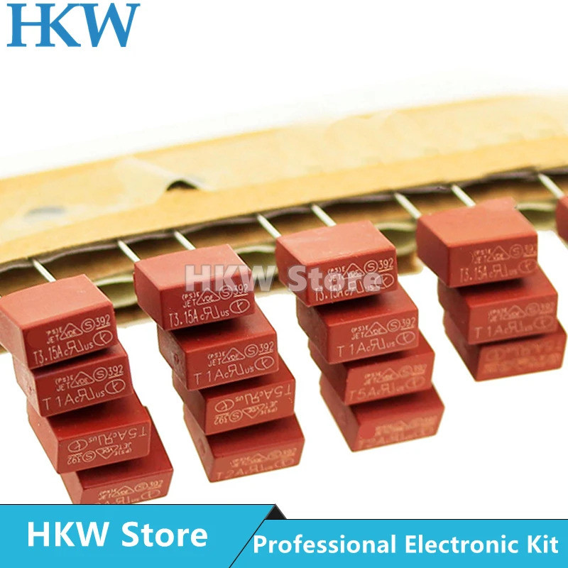 10-20pcs สแควร์ฟิวส์ช้า Blow T0.5A T0.8A T1A T1.6A T2A T2.5A T3.15A T6.3A T8A T10A 250V 392 พลาสติก 