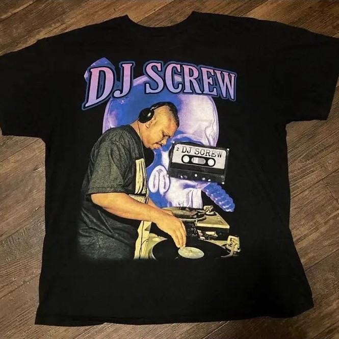 เสื้อยืดคอตตอนสีดำขนาดเต็มตัว Vtg Dj Screw Screwed Up Click In Concert