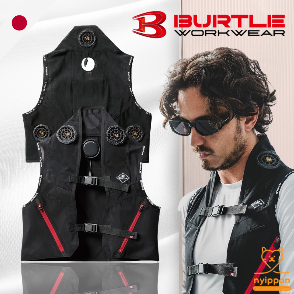 BURTLE Ice Craft Vest & Pelche Set Black IC101S Size F (Includes Burtle Original Double Sticker)