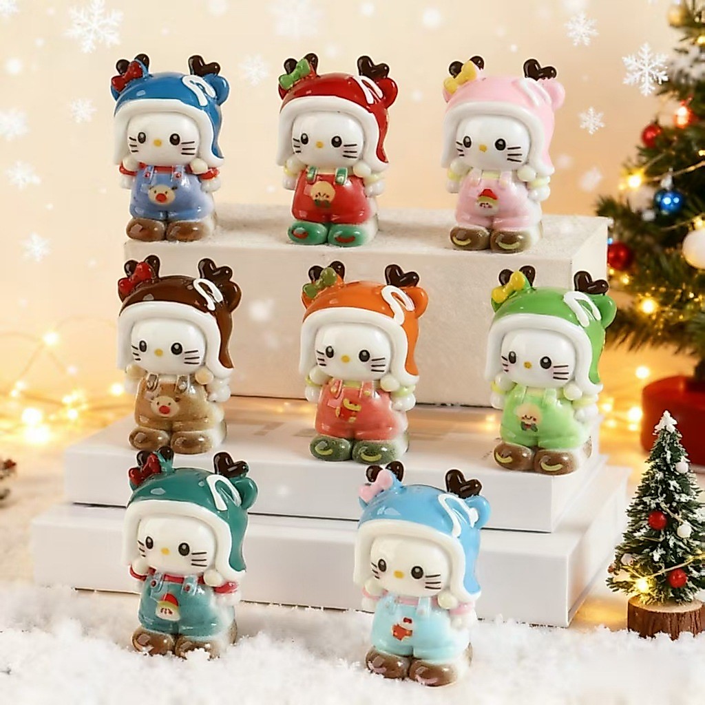 พร้อมส่ง ของตกแต่ง สะสม DIY คิตตี้ ฮู้ดกวาง (1 SET 8 ตัว)
