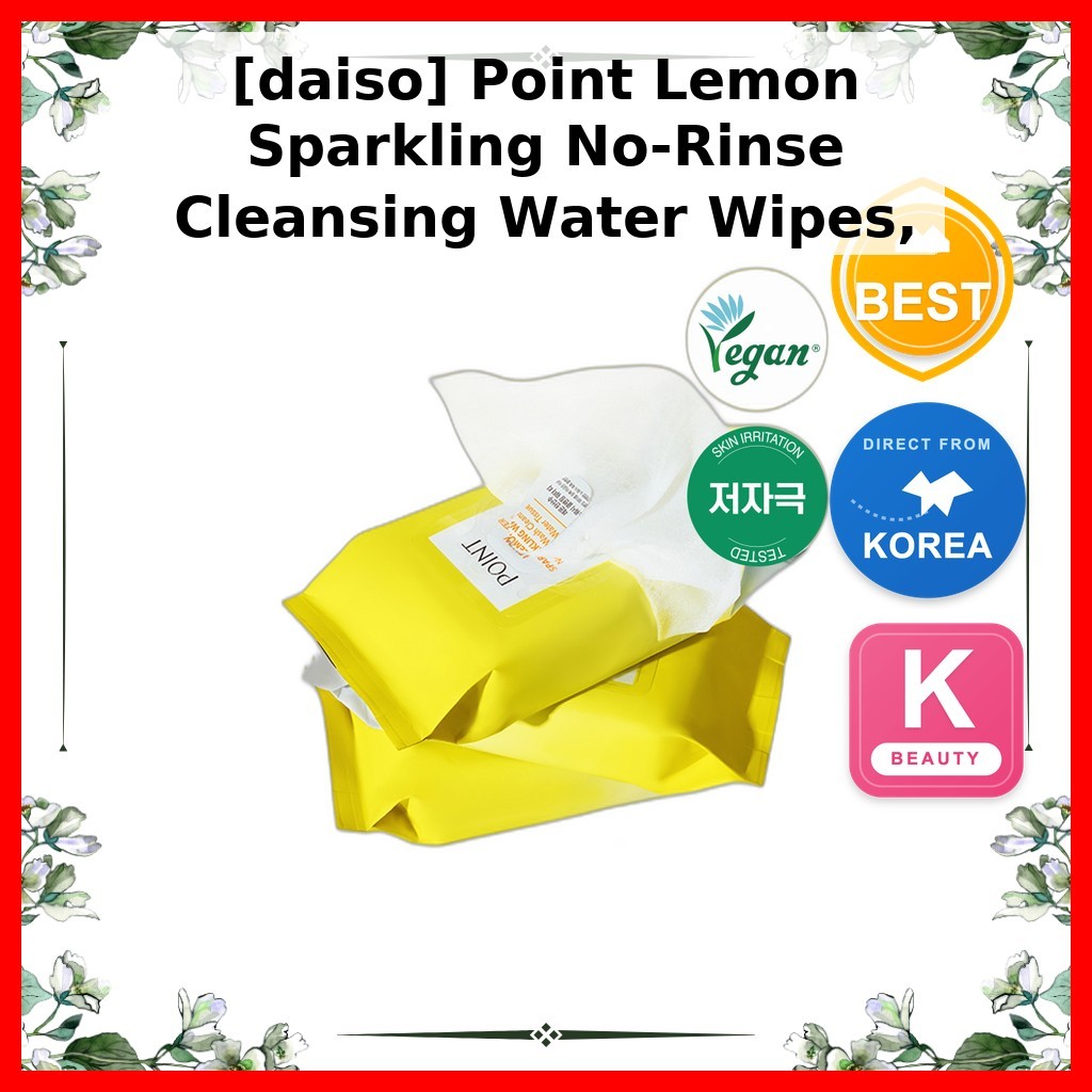 [daiso] Point Lemon Sparkling No-Rinse Cleansing Water Wipes, N/A, 30pcs / Korean Cleansing Wipes by