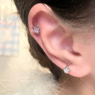 Roselife เกาหลี S925 เงิน 2 ชิ้นคริสตัล Star Pierced สกรูต่างหูผู้หญิงเลือกฟรีหู Studs เครื่องประดับ